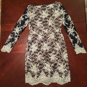 Antonio Melani Golden Soirée cocktail dress size 8 floral lace formal party